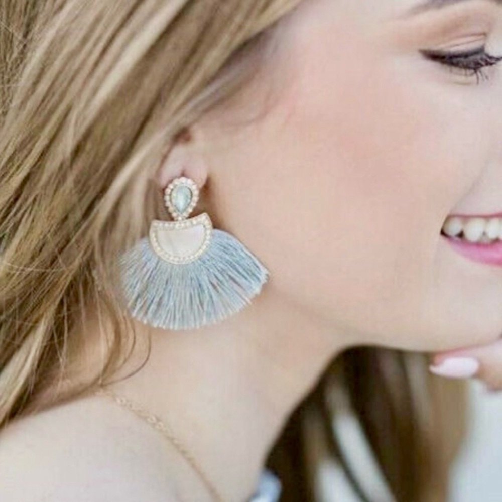 Premier Designs Gray Fringe Earrings